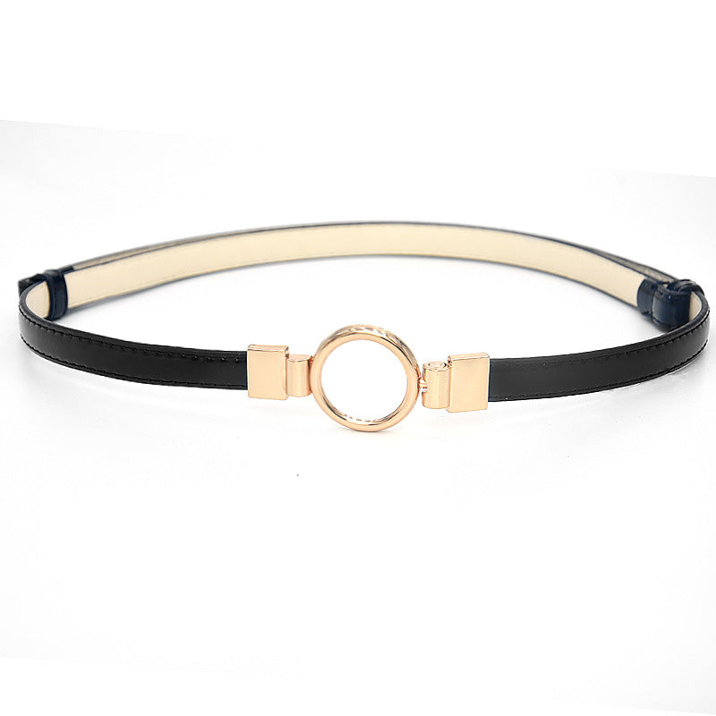 Black thin belt woman
