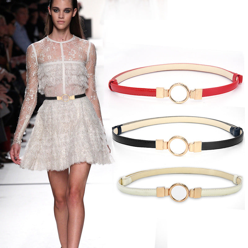 Black thin belt woman