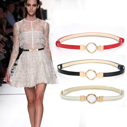 Black thin belt woman