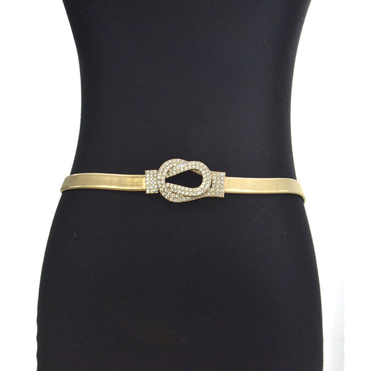 Double ring buckle elastic metal waist chain