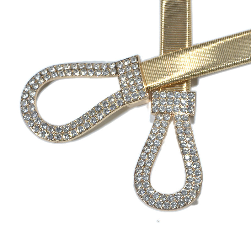 Double ring buckle elastic metal waist chain
