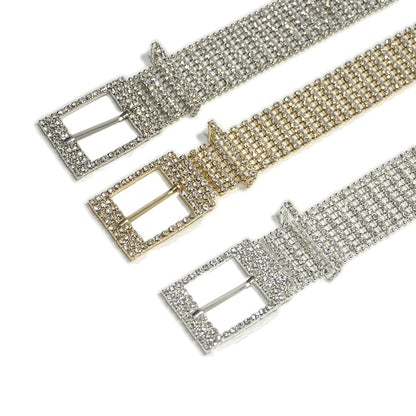Eight rows of inlaid crystal diamond belt waist chain