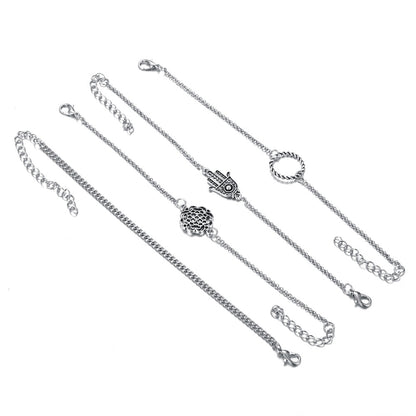 Conjunto de cuatro piezas de pulseras trenzadas con diseño de palmeras huecas 