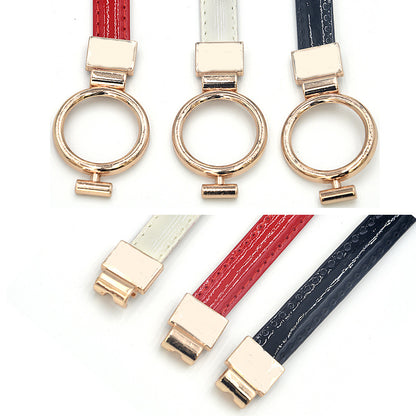 Black thin belt woman