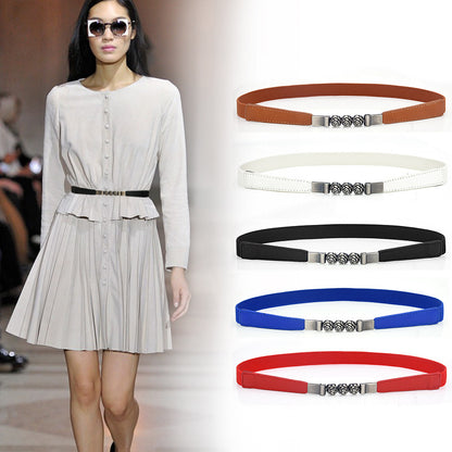 Flower buckle women's elastic belt