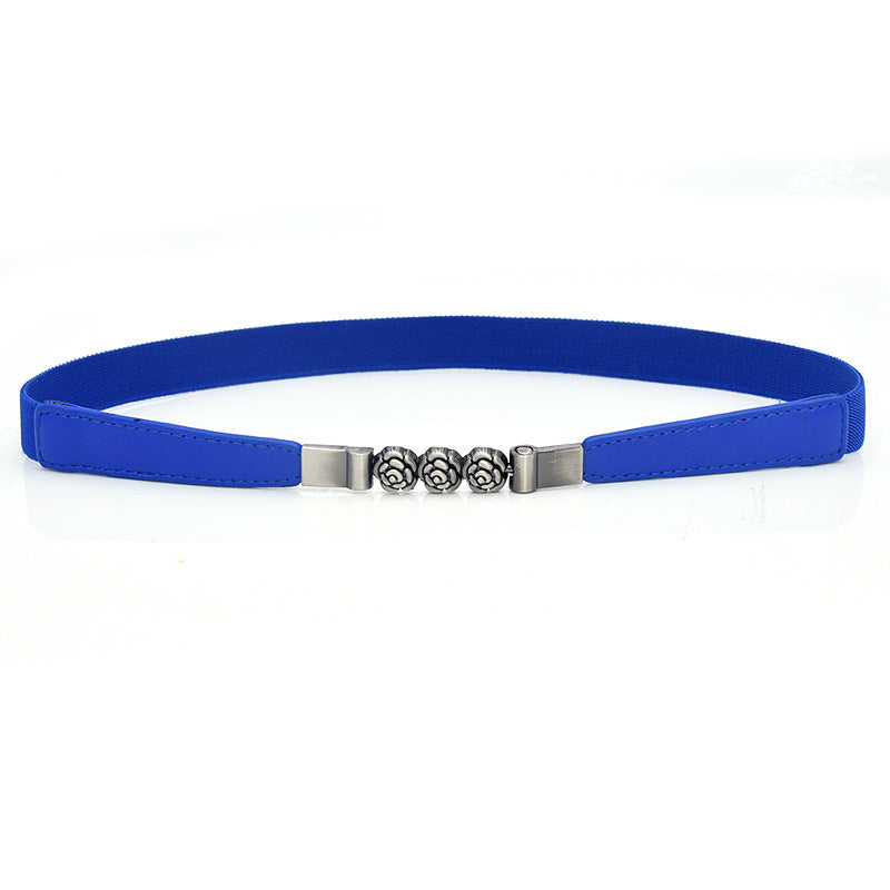 Flower buckle women's elastic belt