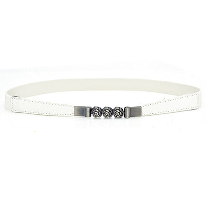 Flower buckle women's elastic belt
