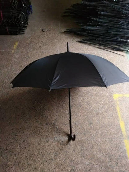 23/27 Inch 10 Rib Groom Umbrella Black Straight Handle Umbrella