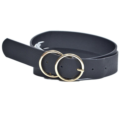 Double buckle imitation leather belt