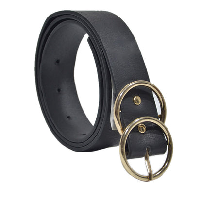 Double buckle imitation leather belt