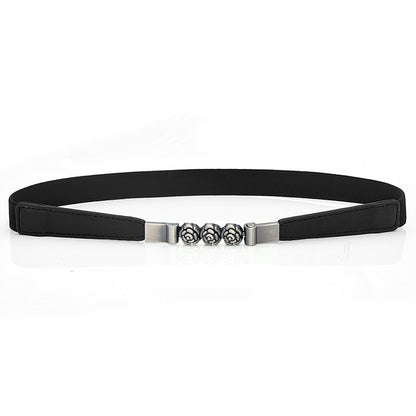 Flower buckle women's elastic belt