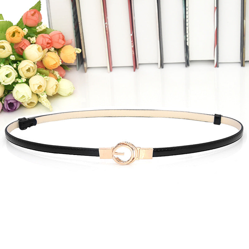 Patent leather women's thin belt