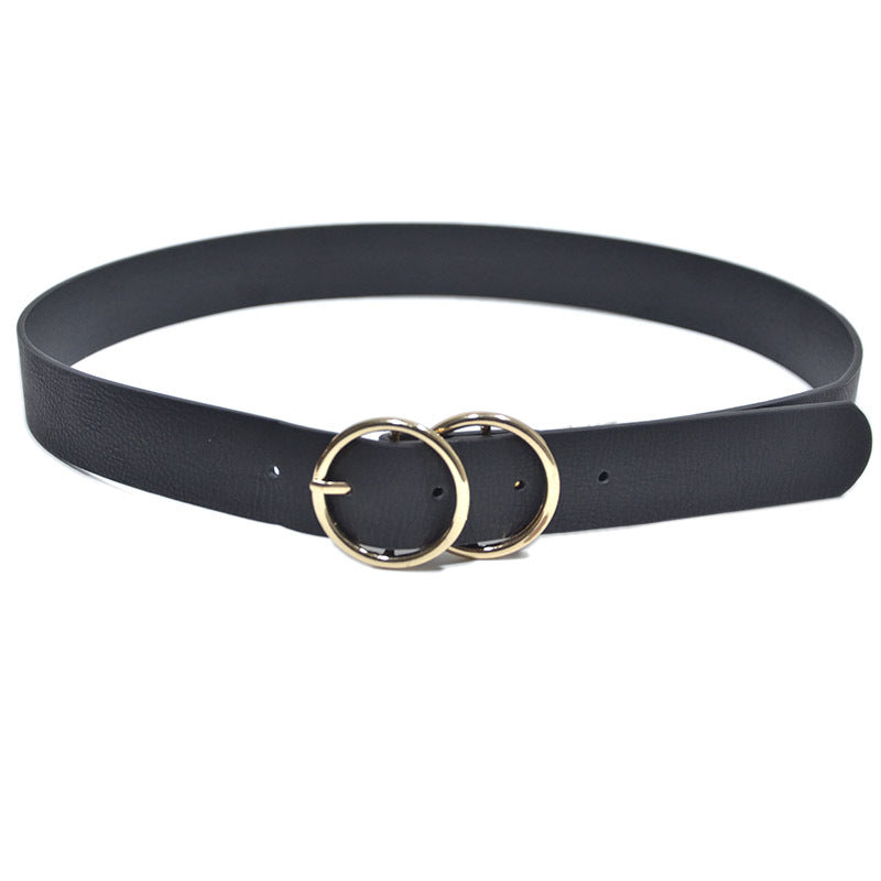 Double buckle imitation leather belt