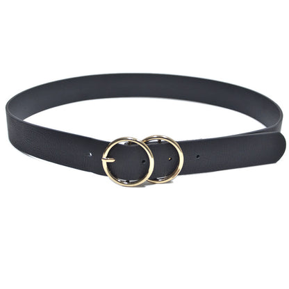 Double buckle imitation leather belt
