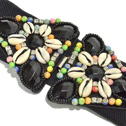 Rice bead string sewn women elastic waist seal