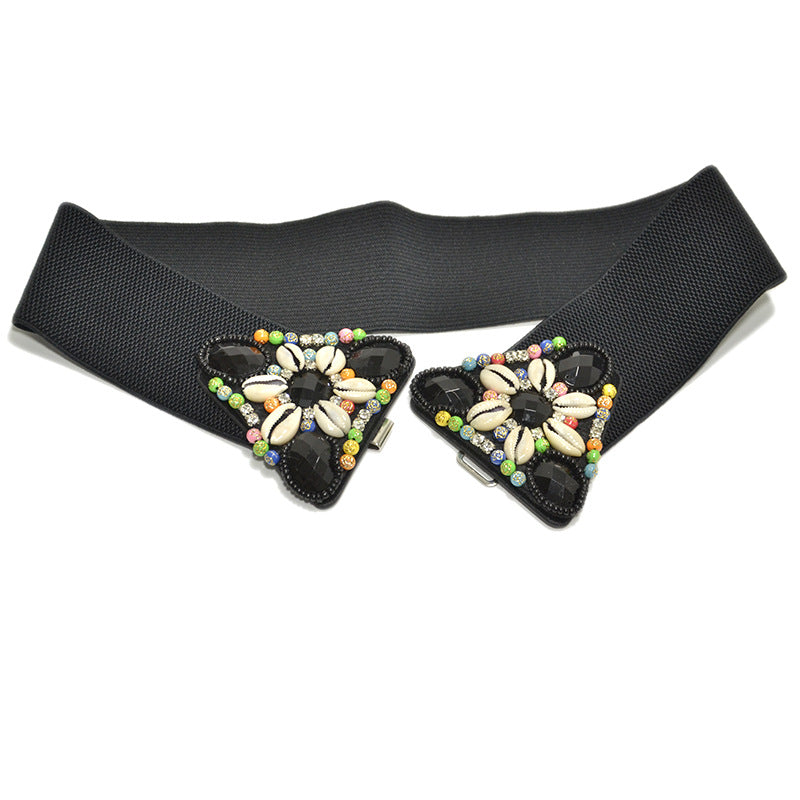 Rice bead string sewn women elastic waist seal