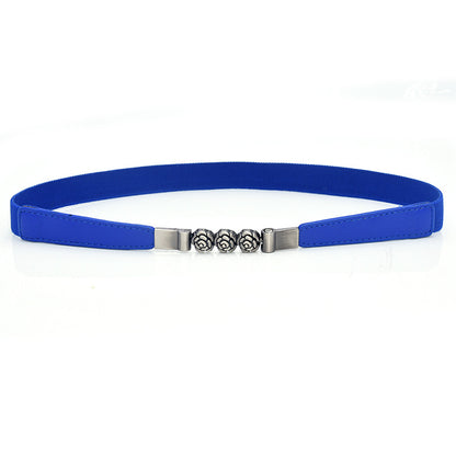 Flower buckle women's elastic belt