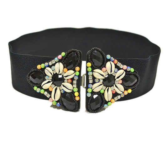 Rice bead string sewn women elastic waist seal