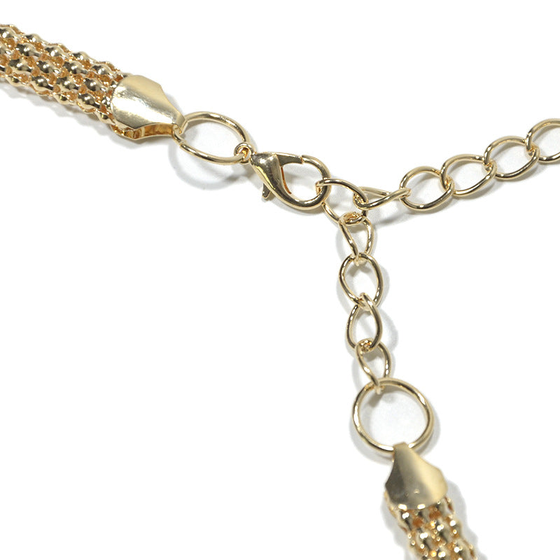 Flower inlaid pearl elastic waist chain