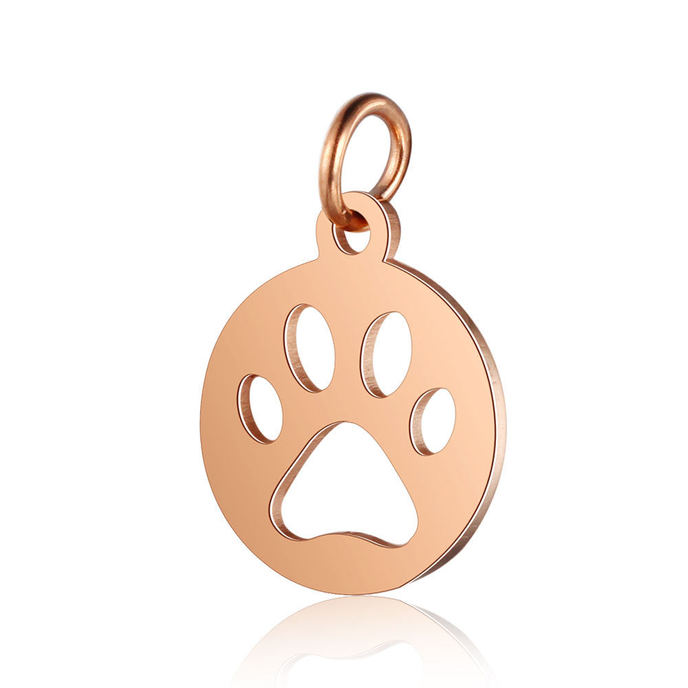 Stainless steel pendant dog paw peach heart pendant