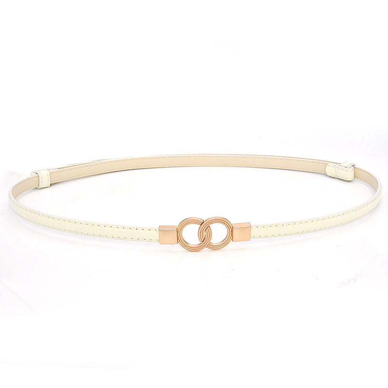 PU adjustment pair buckle thin belt lady
