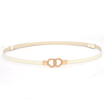 PU adjustment pair buckle thin belt lady