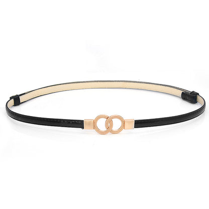 PU adjustment pair buckle thin belt lady