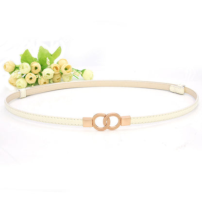 PU adjustment pair buckle thin belt lady