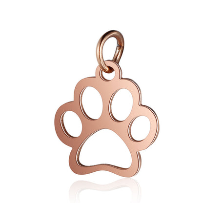 Stainless steel pendant dog paw peach heart pendant