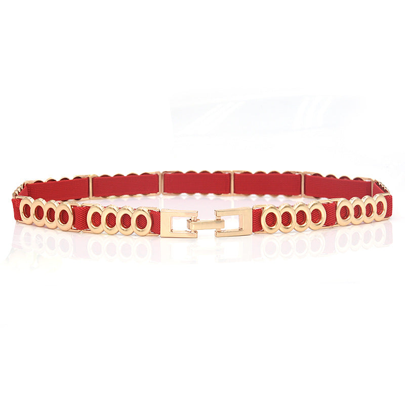 Red Metal Belt Skirt