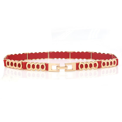 Red Metal Belt Skirt