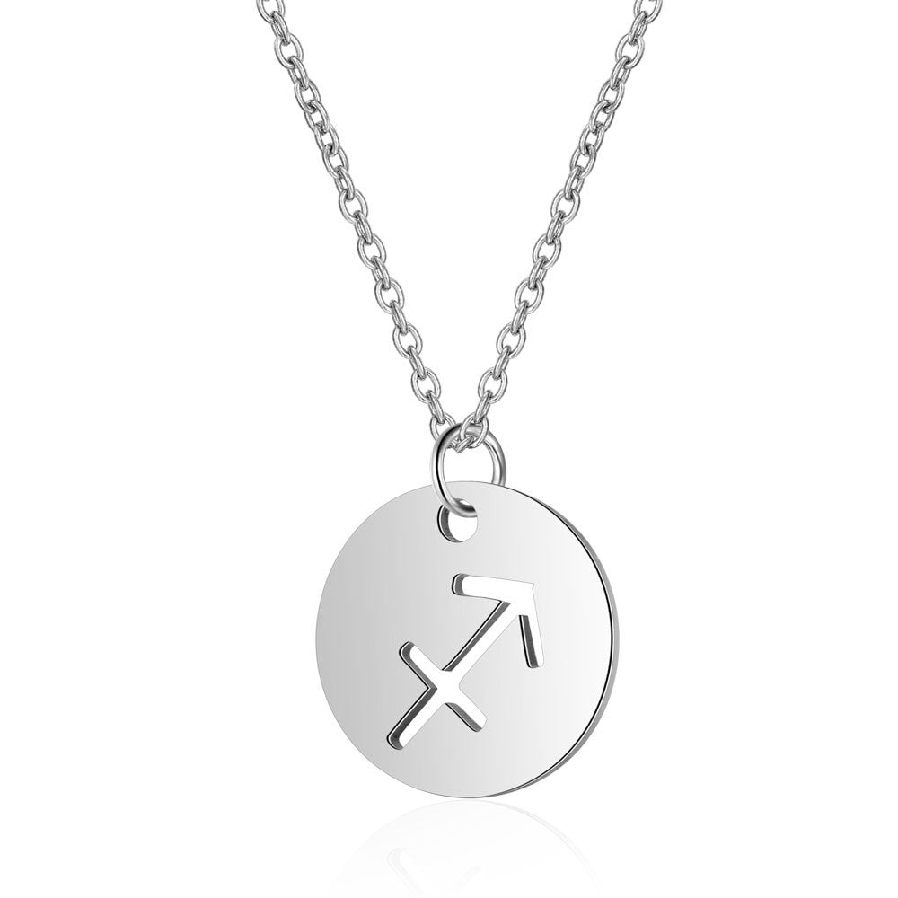 Twelve constellations titanium steel necklace