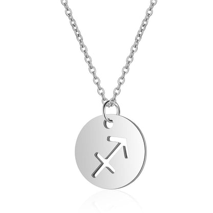 Twelve constellations titanium steel necklace