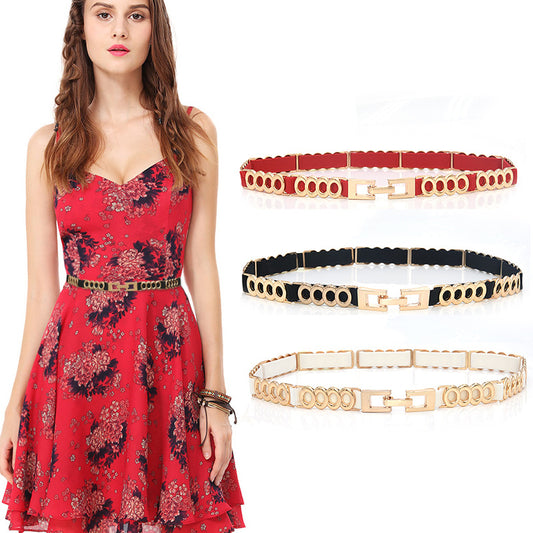 Red Metal Belt Skirt