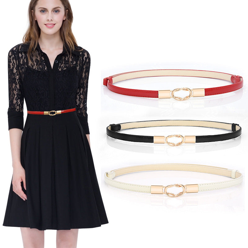 Patent leather decorative thin belt