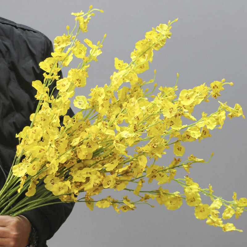 5-pronged dancing orchid yellow head artificial flower