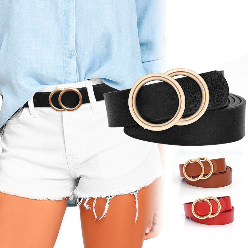 Round buckle head casual men's and women's belts