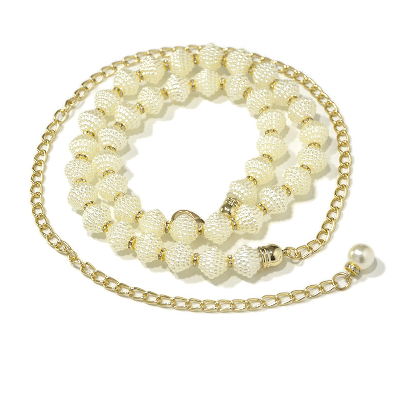 Pearl rose waist chain