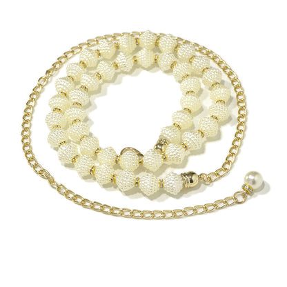 Pearl rose waist chain