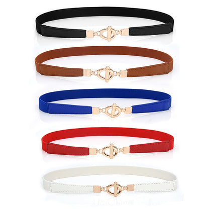 Faux leather retro gold buckle belt