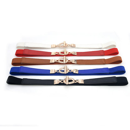 Faux leather retro gold buckle belt