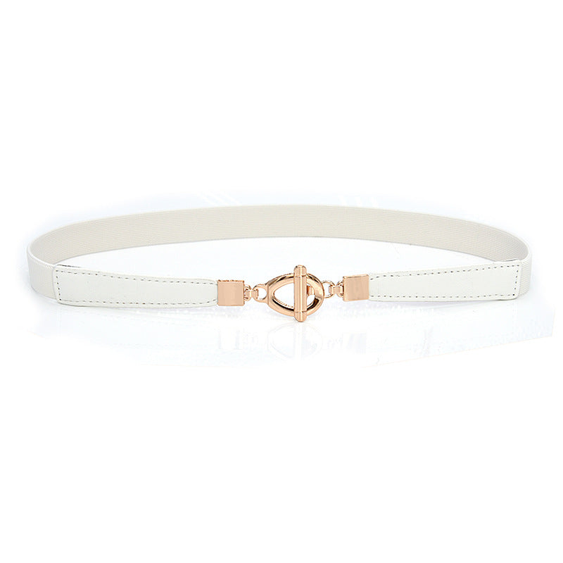 Faux leather retro gold buckle belt