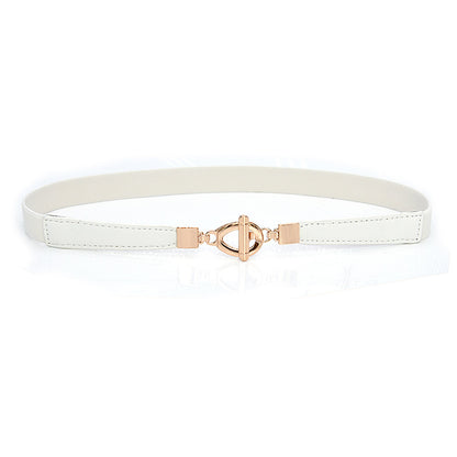 Faux leather retro gold buckle belt