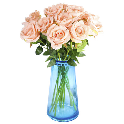 Flor artificial de flor de seda de una sola rosa 