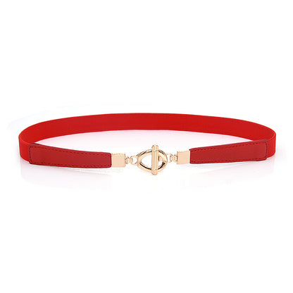 Faux leather retro gold buckle belt