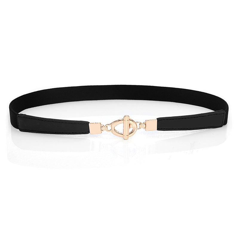 Faux leather retro gold buckle belt