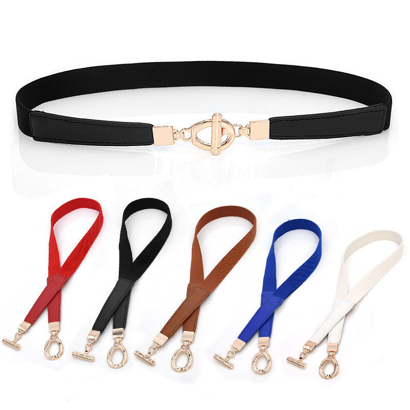 Faux leather retro gold buckle belt