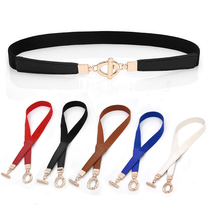 Faux leather retro gold buckle belt