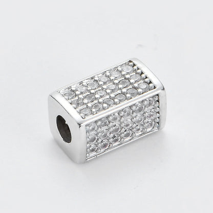 Copper micro-inlaid zircon rectangular tube beads DIY