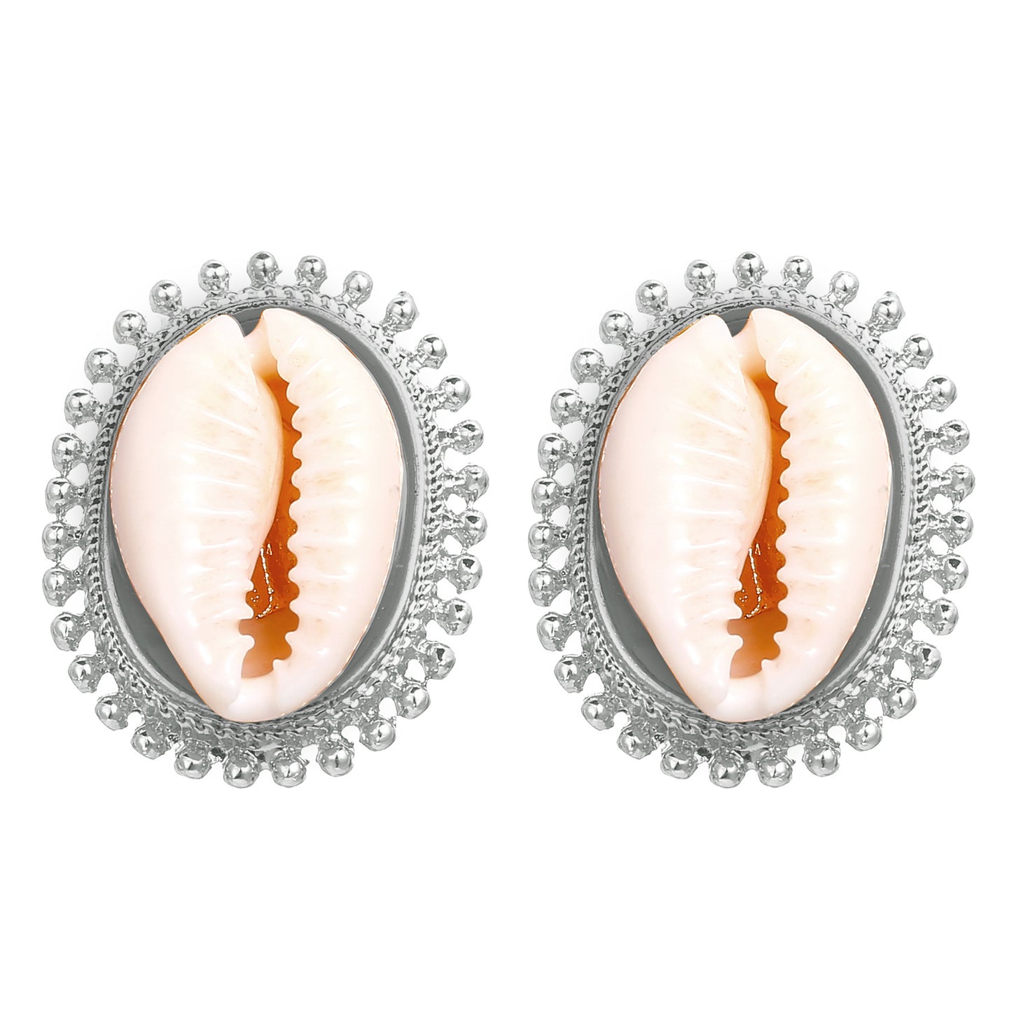Gold-tone shell stud earrings